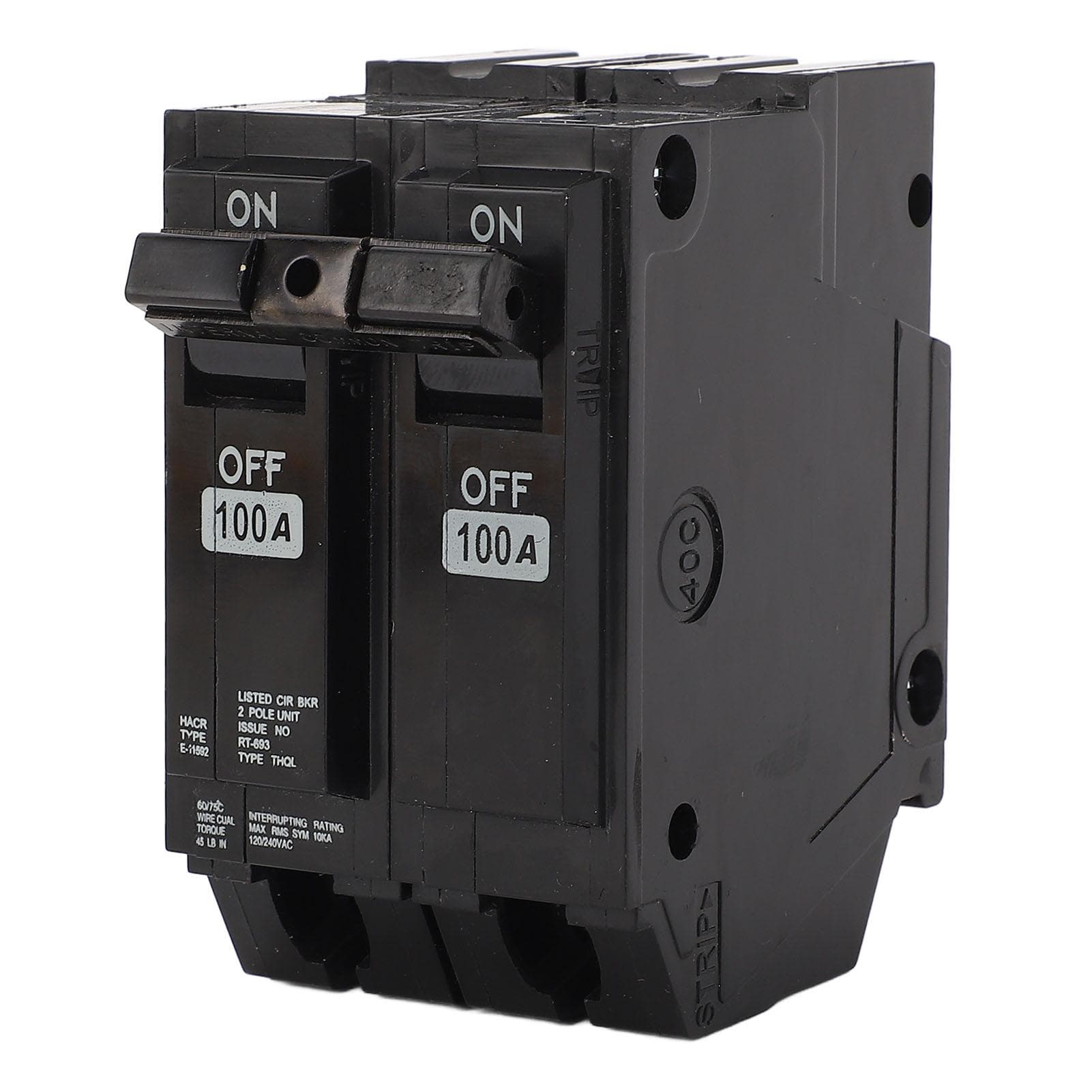 Miniature Circuit Breaker 2P 100A 10KA Breaking Capacity Fiberglass Shell Plug On Circuit Breaker