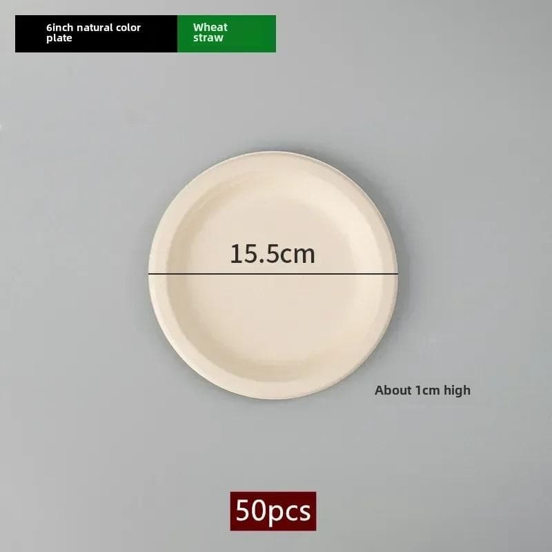 50pcs Degradable Disposable Plates Company Family Gathering Dinner Plate and Bowl Thickened Paper Tableware Kitchen Accessories 50pcs