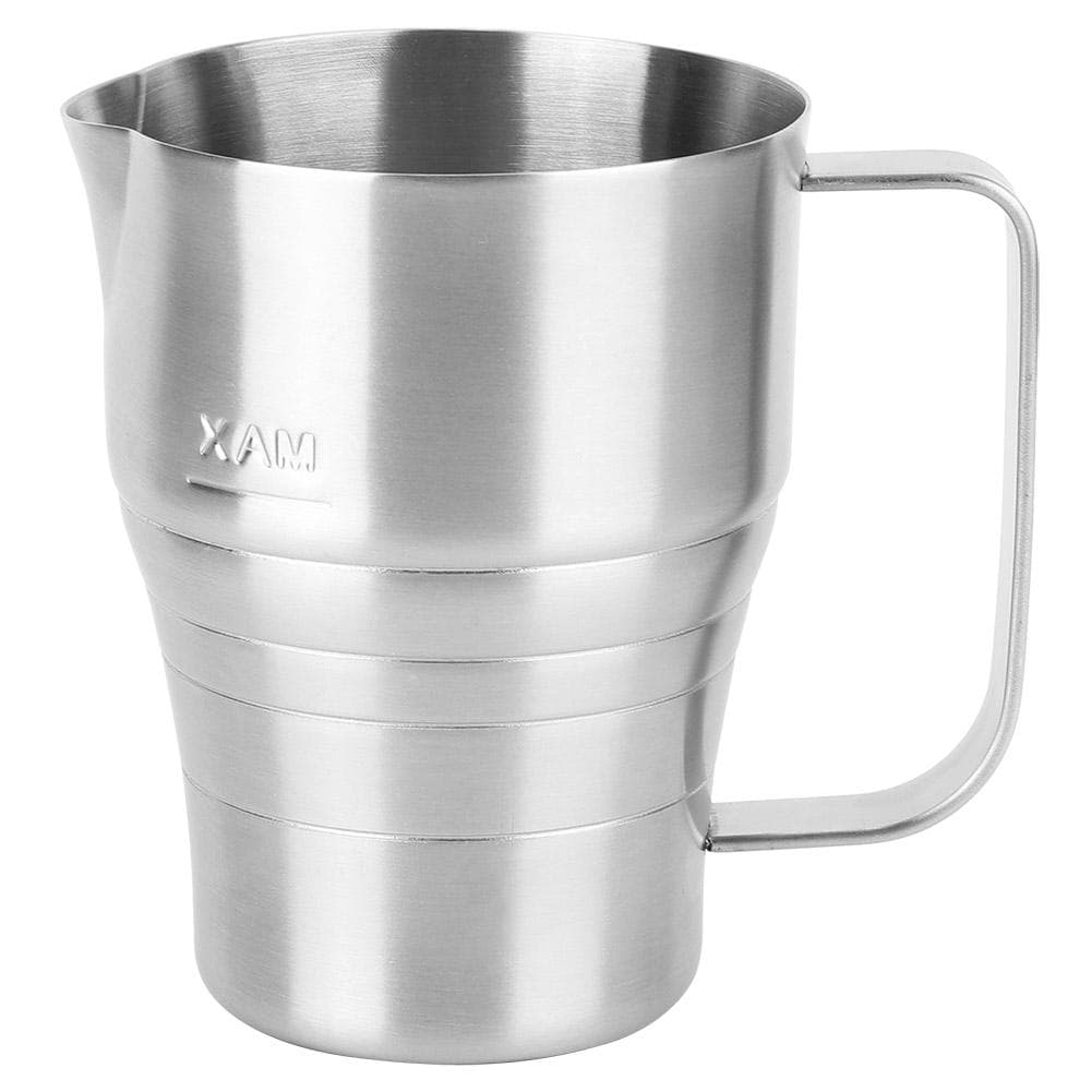 Household Silver Stainless Steel Coffee Frothing Pitcher Milk Frothing Cup with Scale 900ml L
