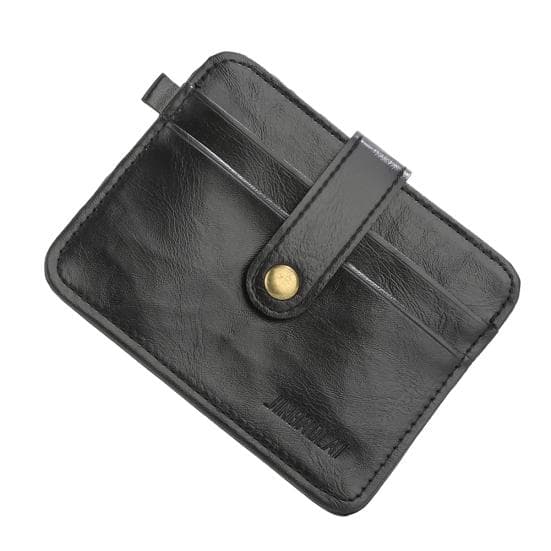 Men's Faux Leather Slim Money Clip Wallet ID Credit Card Holder Button Case black