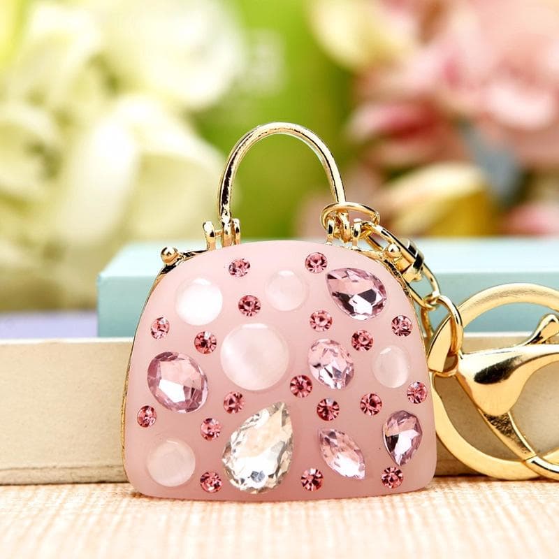 Lovely Water Diamond Perfume Bottle Car Key Buckle Women Bag Pendant Key Chain pink bag