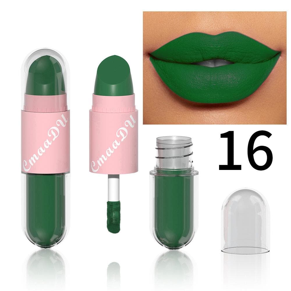 2 In 1 Sexy Matte Lipstick Waterproof Long Lasting Lip Tint Non-Stick Velvet Lips Gloss Woman Lip Makeup Cosmetics