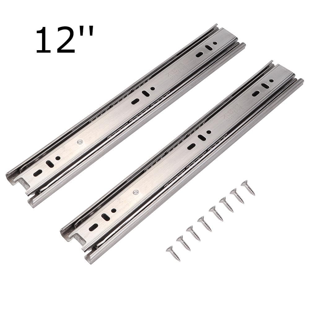 12 -18 Stainless Steel Drawer Slide Rail 3 Section Glide Device Furniture(12 undamped)