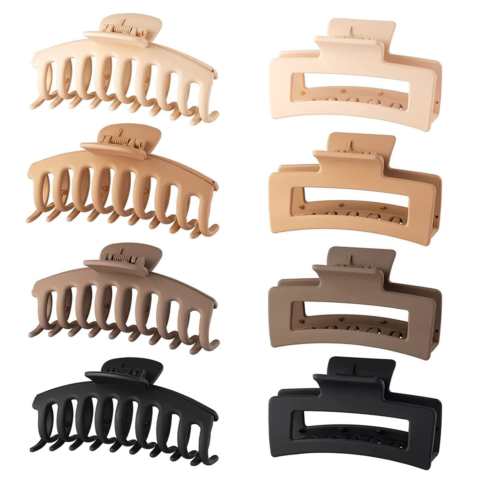 8Pcs Plastic Matte Hair Claws Hair Clips Combination Set Simple Non-slip Hair Gripper Strong Hold B