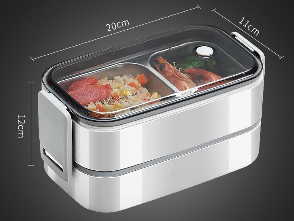 304 stainless steel lunch box for Adults Kids School Office 1/2 Layers Microwavable portable Grids bento Food Storage Containers white