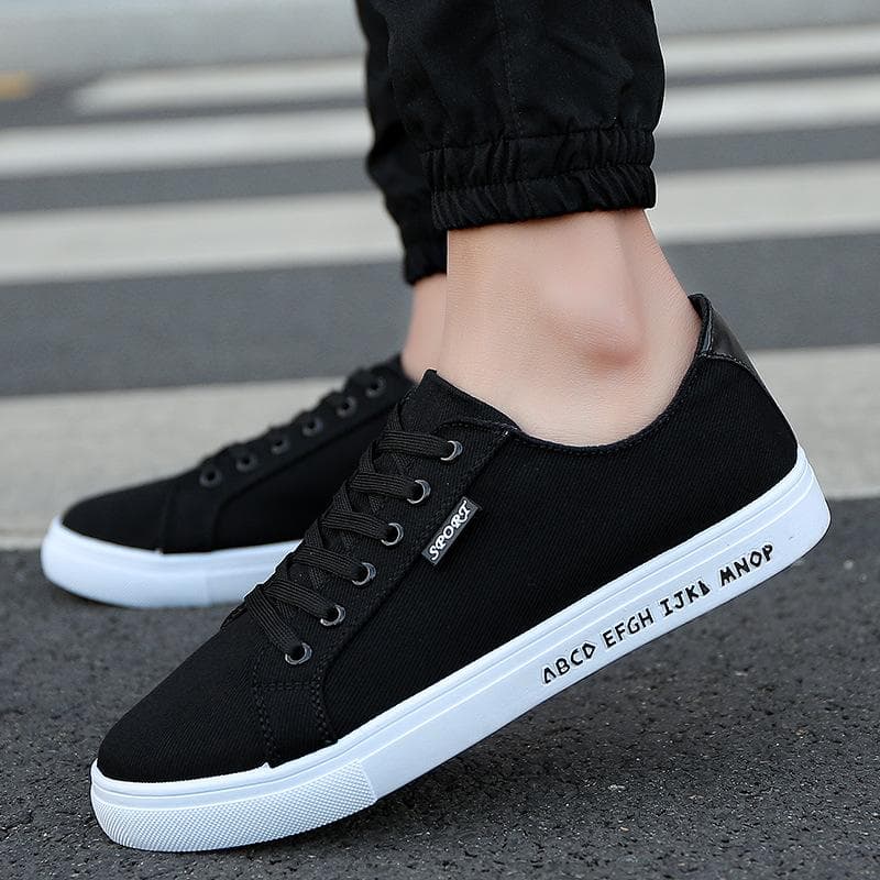 Spring Canvas Shoes Men's Breathable Casual Korean Style Board Shoes Cloth Shoes Men's Shoes Low Top Trend Black and White Men's Shoes Men 44