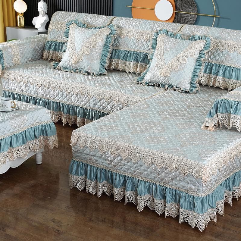 Minimalist Linen Jacquard Sofa Mat Four Seasons Universal High End Sofa Towel Satin Skirt Edge Anti Slip Couch Dustproof Cloth 70x70cm 1pcs
