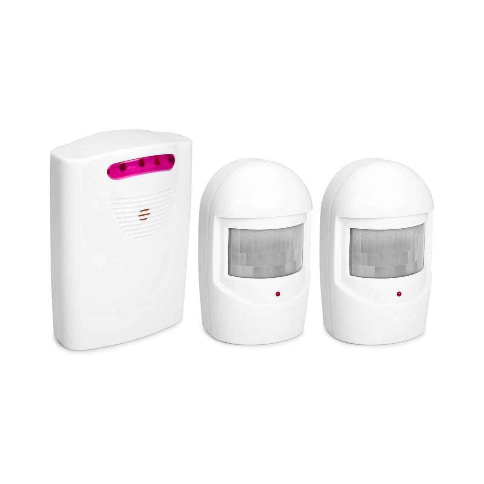 Multifunctional Wireless Driveway Alarm IR Motion Sensor Alarm Doorbell 1 Receiver 2 Transmitters white