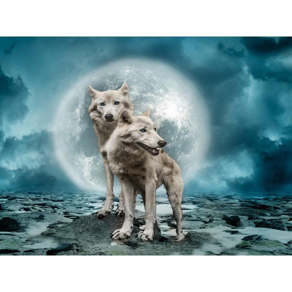 5D Diamond Embroidery Animal Wolf Rhinestone Cross Stitch Diamond Painting Moon Wolf Home Decoration 20X30CM