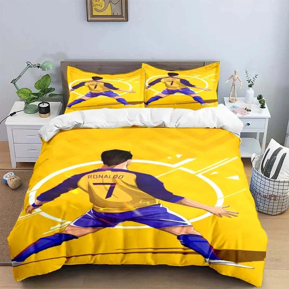 Cristiano Ronaldo-o Bedding Set Duvet Set Single Double Bed King Size Bed Set Adult boys Bedroom Duvet Cover Pillow Case EU Single 135x200cm