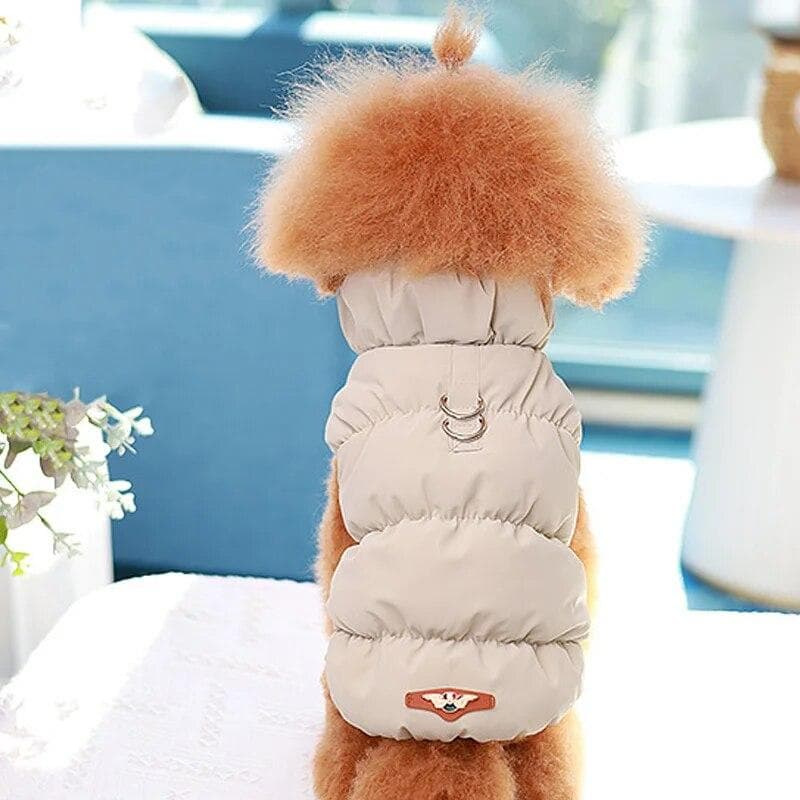 Winter Warm Dog Coat Soft Padded Pet Clothes for Small Medium Dogs Cats with D-ring Puppy Jacket Chihuahua French Poodle Outfit M khaki