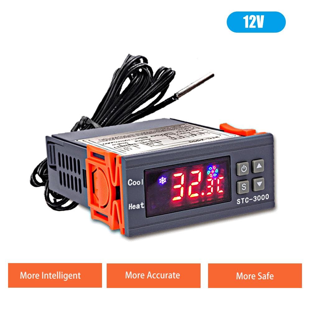 STC-3000 Digital Temperature Switch Controller  celsius   Fahrenheit  Display Heating Cooling Relay NTC Sensor Temp 12V