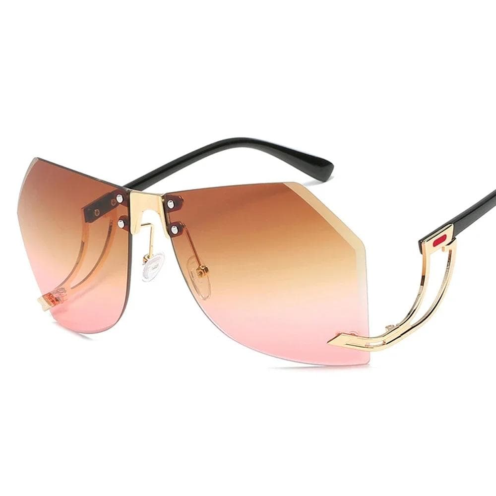 New Irregular Rimless Sunglasses Women Designer Alloy Frame Oversize Gradient Sun Glasses Fashion Female Clear Shades