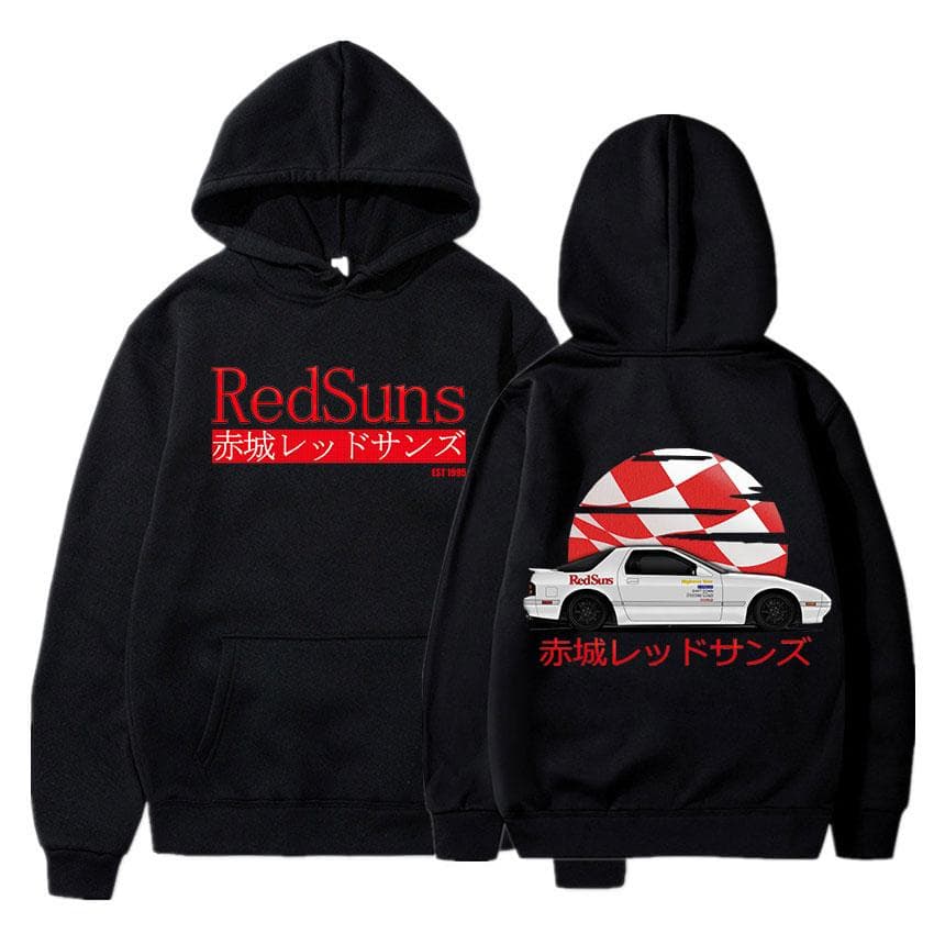 Initial D Drift Akagi RedSuns Hoodie Japanese Anime AE86 Unisex Women Fashion Hoodies Streetwear JDM Automobile Culture Sweatshirts M