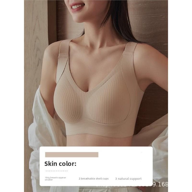 Minimizer Bra for Women, Full Coverage Support Bra, Wireless Comfort Bra, Lifting Posture Bra, Back Smoothing Bra 40/90BCD beige