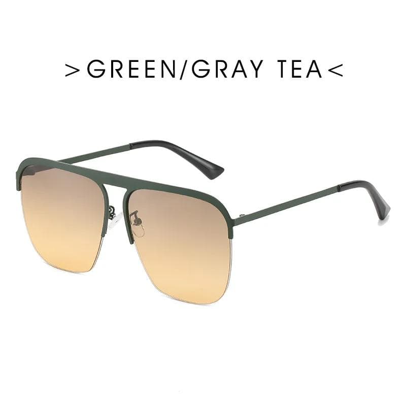 New European American Trendy Sunglasses Women Large Frame Metal Half Frame Gradient Color Outdoor Glasses