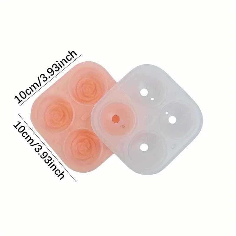 4 Grids Rose Ice Cube Mold, Multifunctional Chocolate, Jelly, Ice Cube Tray, RV Party Kitchen Refrigerator Supplies, for Bakery pink