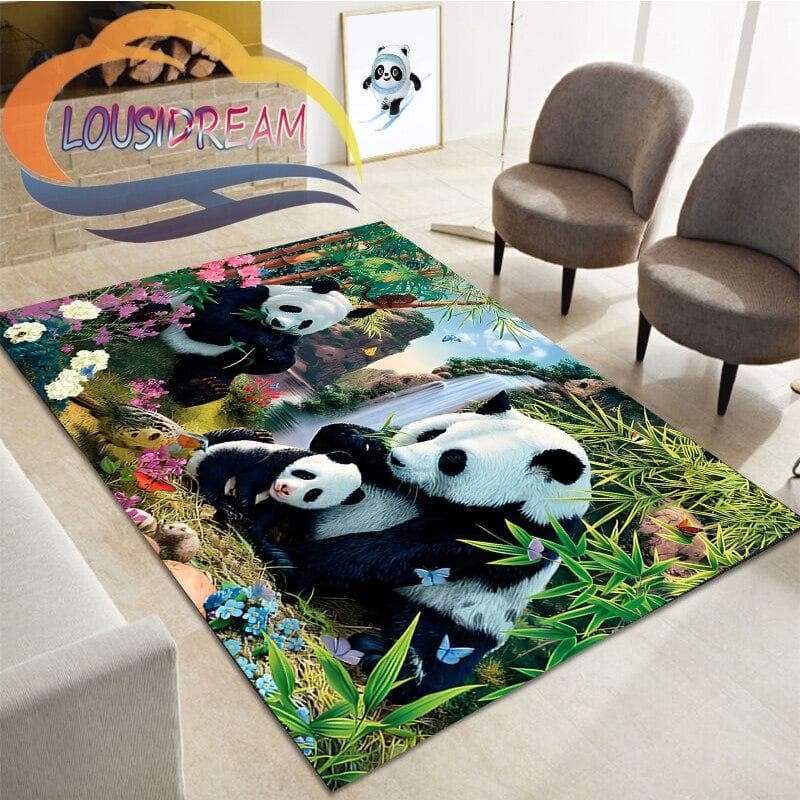 Cartoon panda Plush Carpet Non-slip Carpet Lovely panda animals series Soft Play Mat Bed Area Rug Parlor Decor 120cm x 160cm