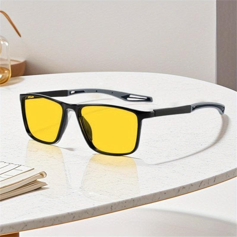 2PCS Color Changing Anti Glare Night Driving Glasses Yellow Lens for Men Women Improve Night Visibility
