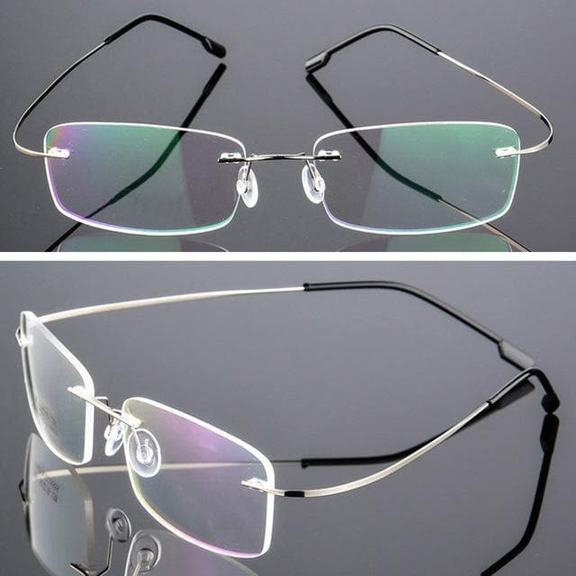 Titanium Alloy Super Elastic Rimless Glasses Men Women Unisex Frameless Eyewear Fashion Business Eyeglasses Protection Eye silver