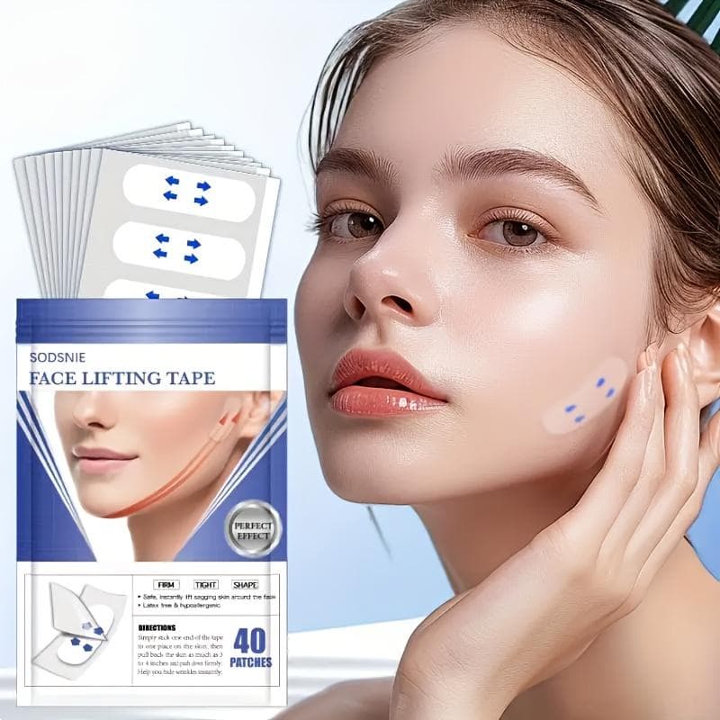 40Pcs V-Shape Face Lift Tape Invisible Face Lifter Tape Breathable Lift Sticker Instant Makeup Lift Tools 40pcs