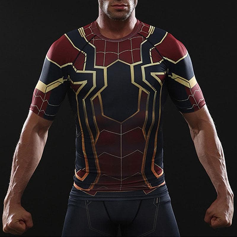 Men's Compression T-Shirts Fitness Training Running Tops Apparel L red