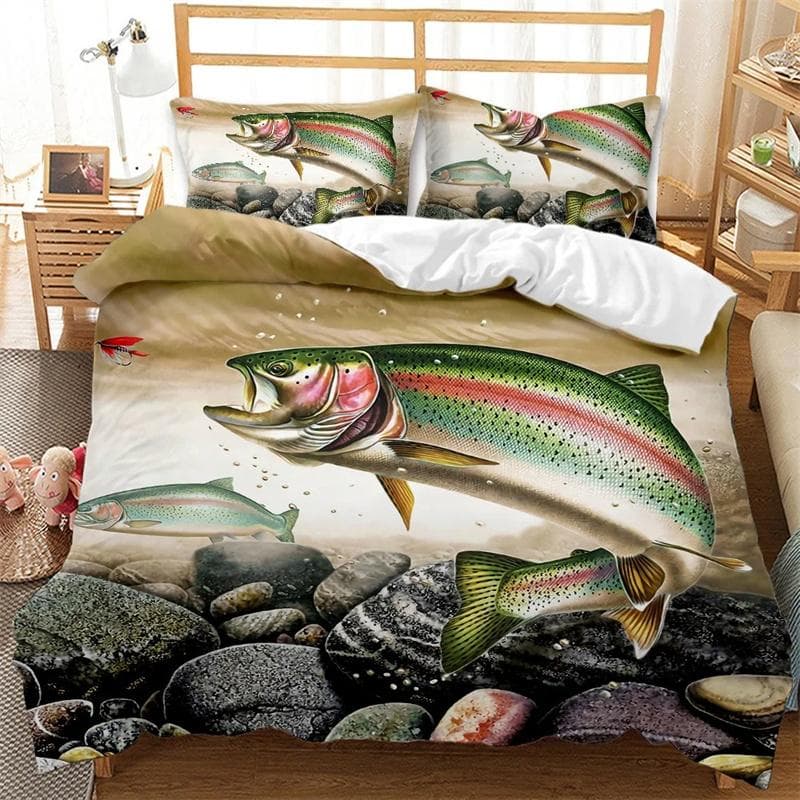 Big Pike Fishing Hunting Bedding Set Boys Girls Twin Queen Size Duvet Cover Pillowcase Bed Kids Adult Duvet 2/3pcs Duvet Cover 150X200cm