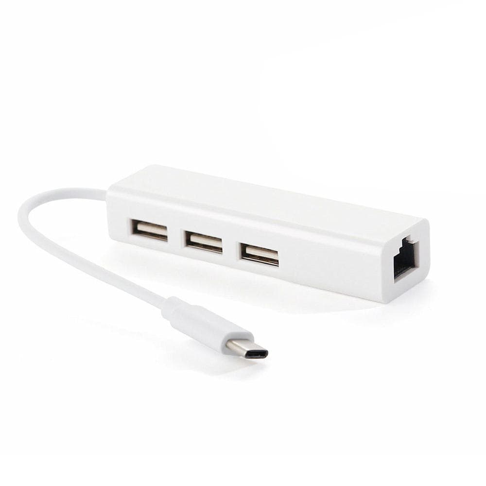 USB 2.0 TypeC 3 Port HUB Fast Ethernet Adapter RJ45 100Mbps Network Card Expansion Converter for Macbook