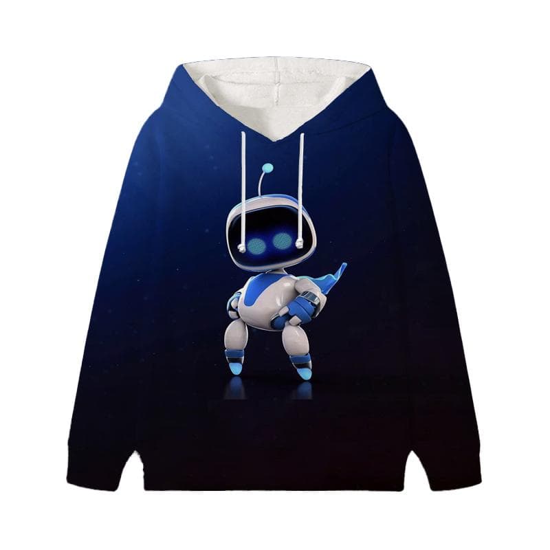 Astro Bot Hoodies Baby Unisex Cartoon Print Long Sleeve Tops Astronaut Toddler Boys Girls Casual Sweatshirts Outfits 150 black