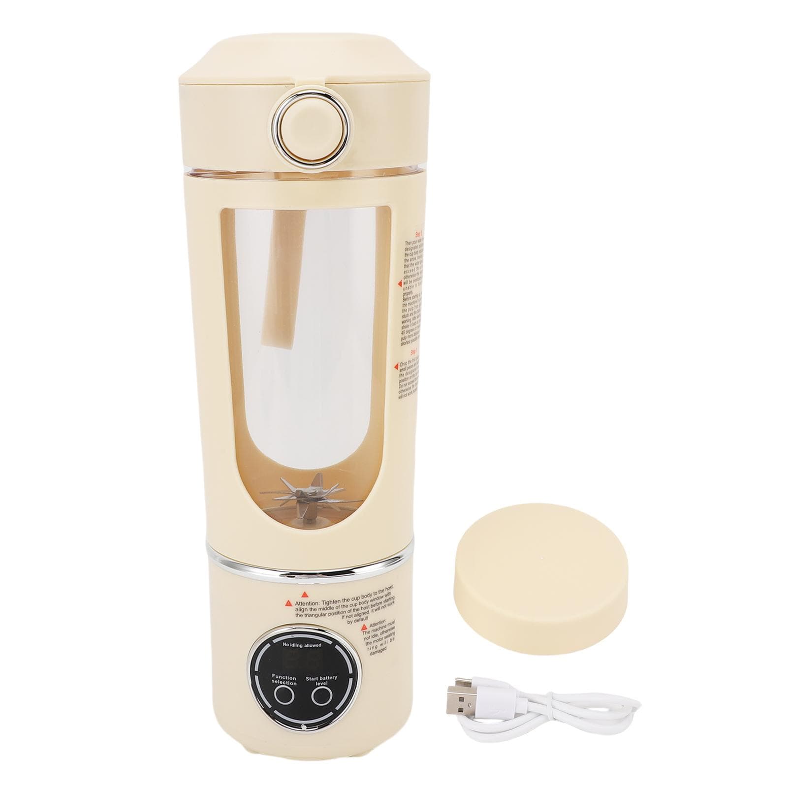 Portable Blender 700ML 7.4V 12 Blades Rechargeable Travel Mini Juicer Cup Fruit Mixer for Gym Home L(for 6.5-9kg) beige