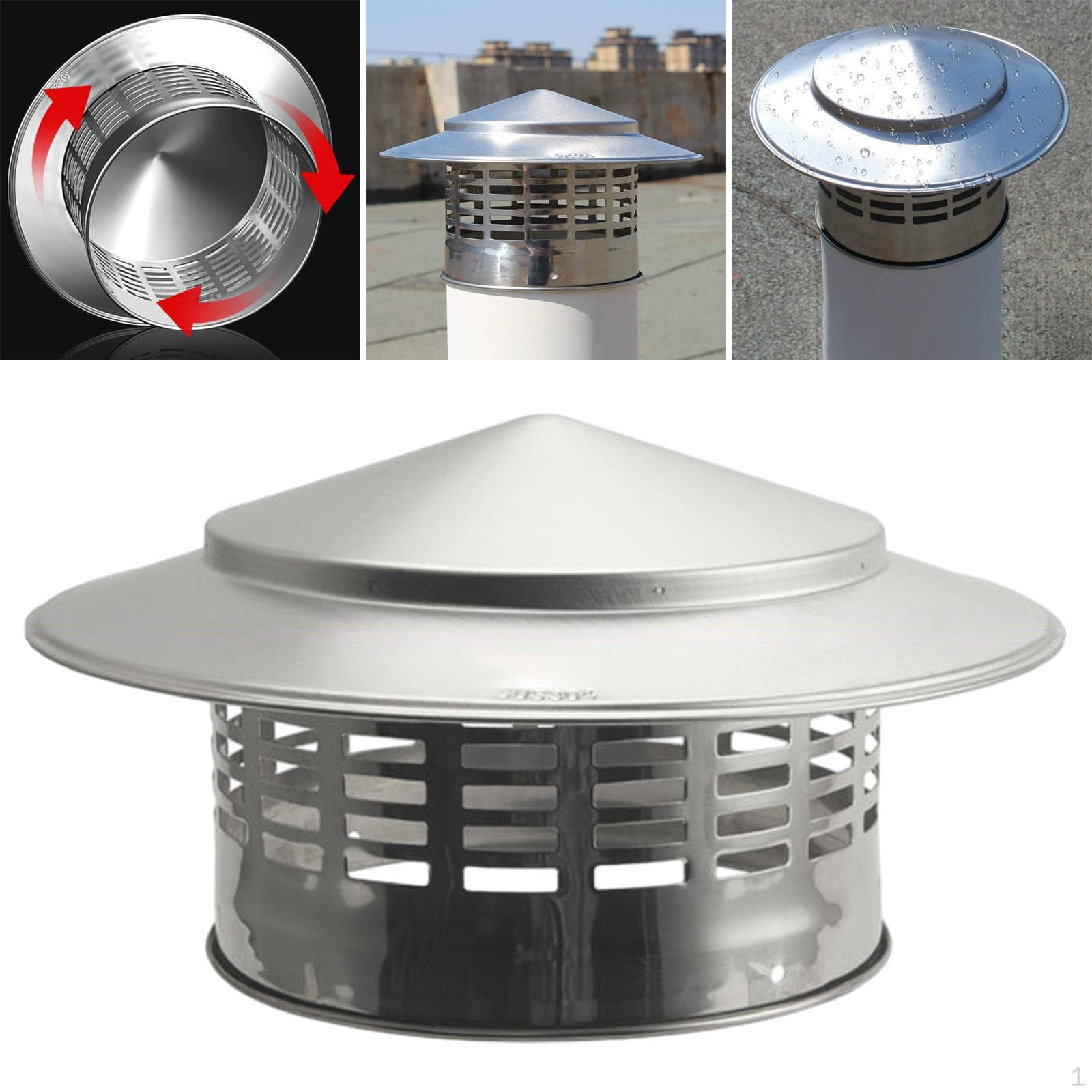 Cap Chimney Ducting Pipe for Wood Log Burner Fireplace Rainproof Cover Exhaust Inner Dia 160mm