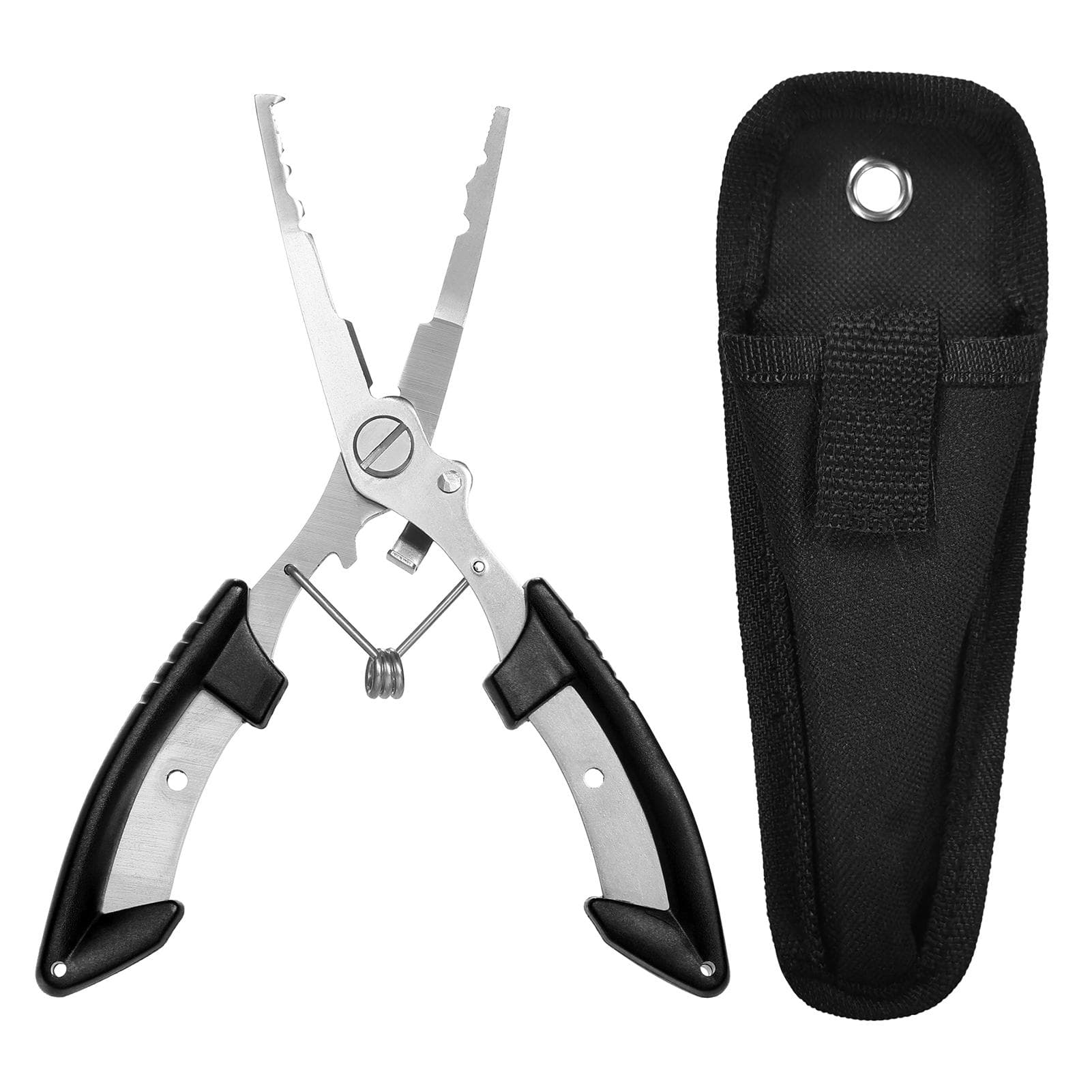 TARUOR Fishing Pliers Scissors Aluminium Fishing Pliers Saltwater Multi-tool Hook Remover Fishing black