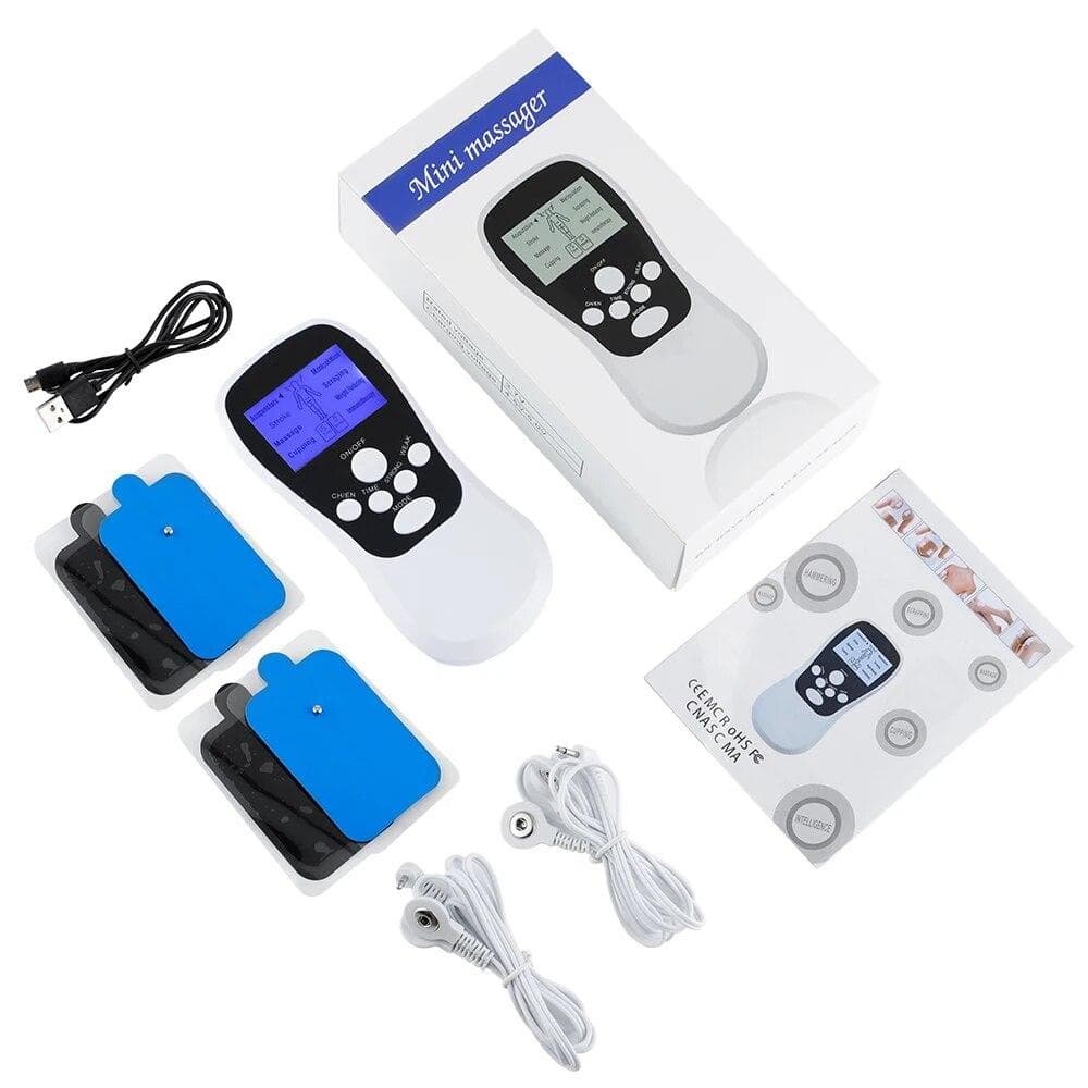 8 Mode EMS Electric Muscle Stimulator Acupuncture Body Massage Digital Therapy Massager Muscle Stimulator Electrostimulator CN white