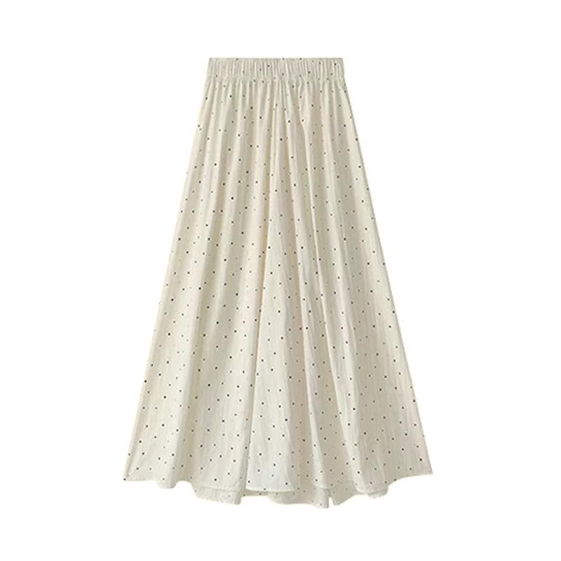 Polka Dot Skirts for Women In Summer Thin New High Waist Drooping Skirts for Small People, Ice Silk Wide-leg Pants 5XL
