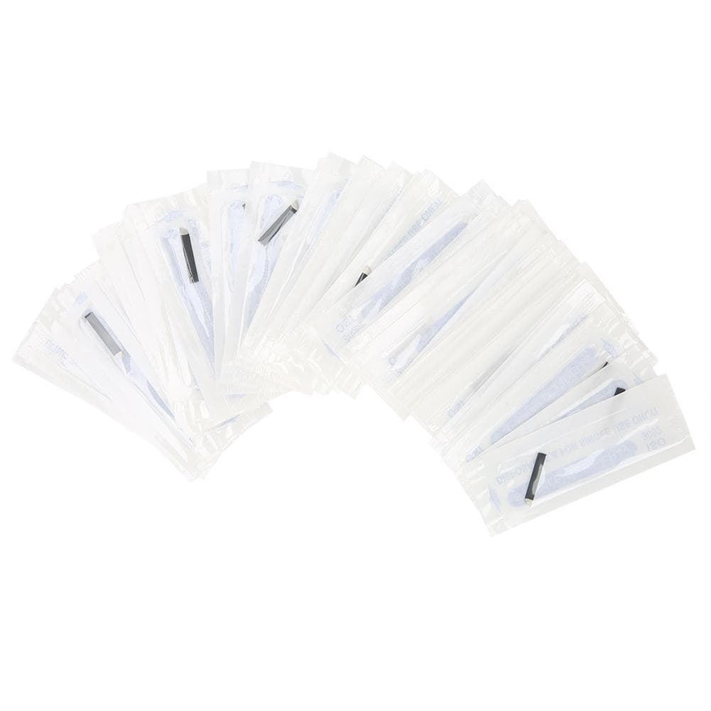 50pcs Eyebrow Microblading Needles Blade Fine Tattooing Permanent Makeup Blades 0.18mm(21‑pin