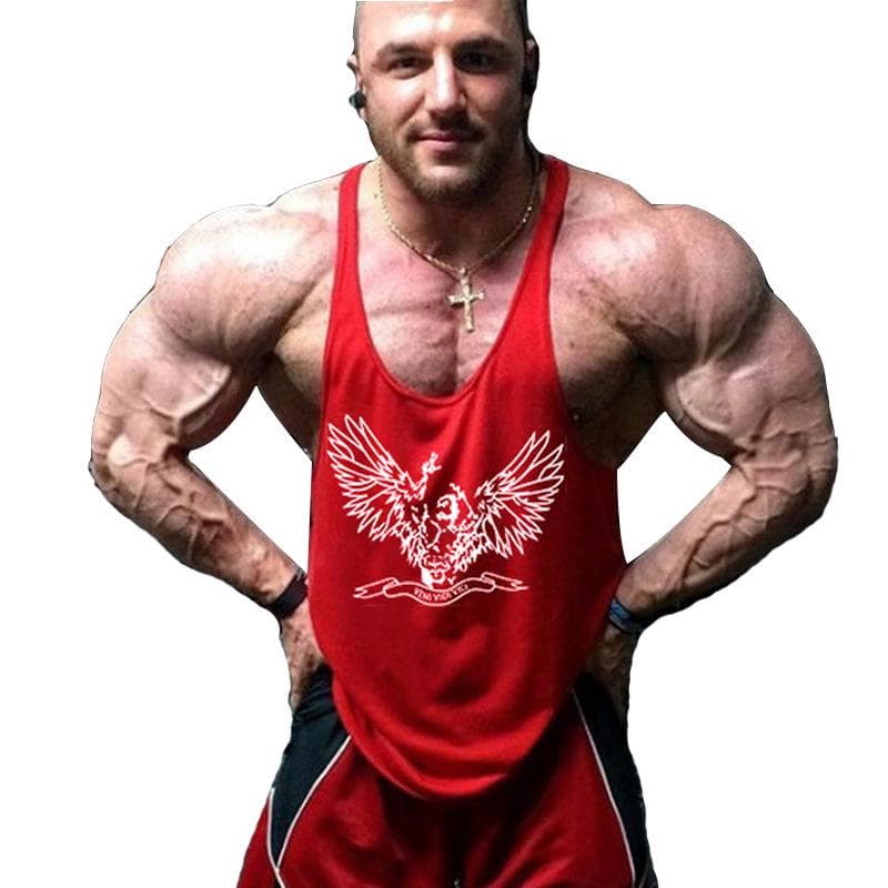Men's Fitness Vest Wing Sports Fashion Comfortable Cotton Print Thin Belt Muscle T-shirt XL