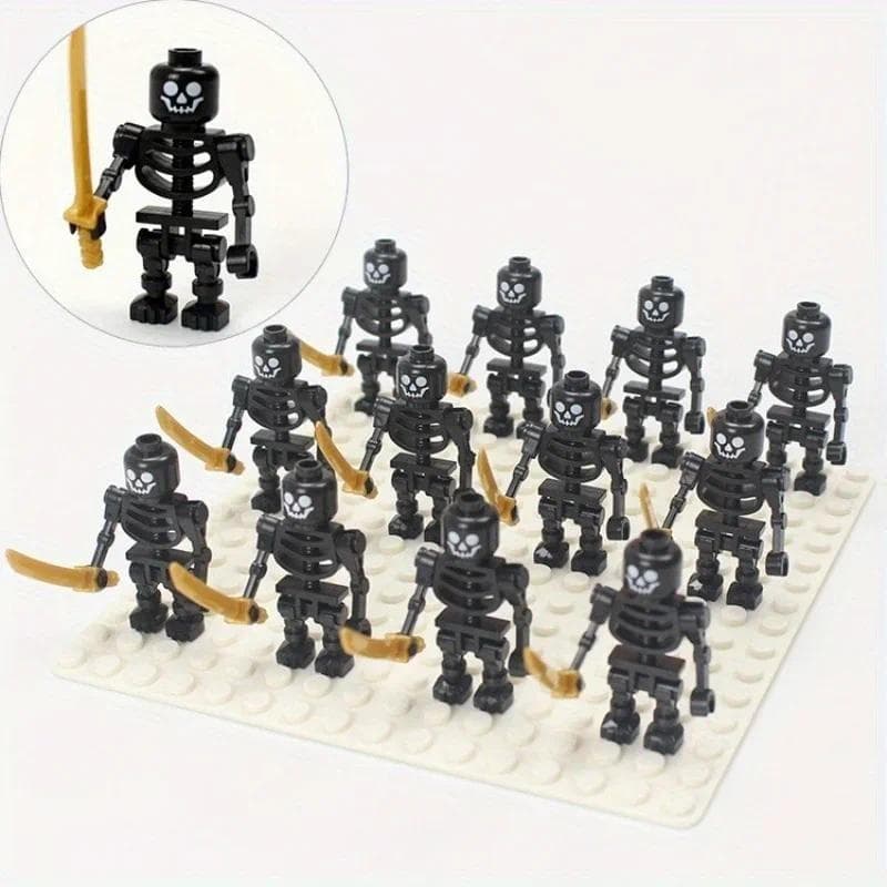 5pcs Skeleton Soldiers Building Blocks Halloween Mini Figures Blocks Ninja Bone People Army Skeleton Corps Creative Toy for Kids