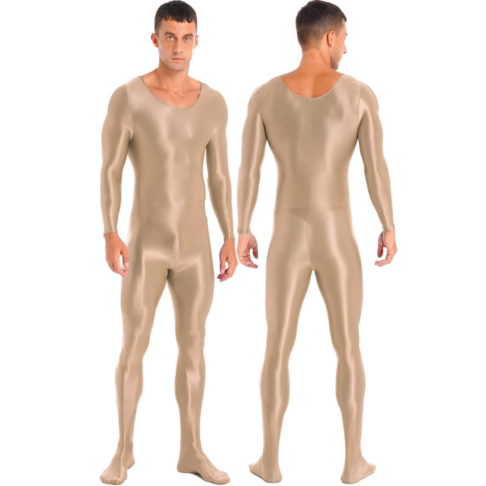Mens One Piece Long Sleeve Tank Unitard Jumpsuit Stretch Spandex Bodysuit Rompers M coffee