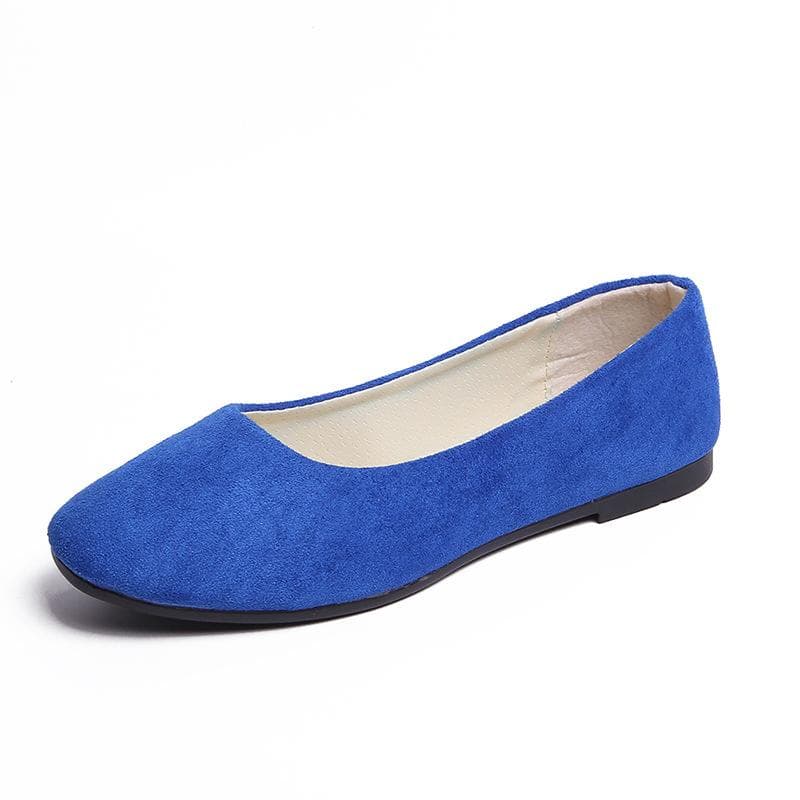 Women Girls Solid Plus Size Slip On Flat Shallow Comfort Casual Single Shoes 19 Colour 39 royal blue