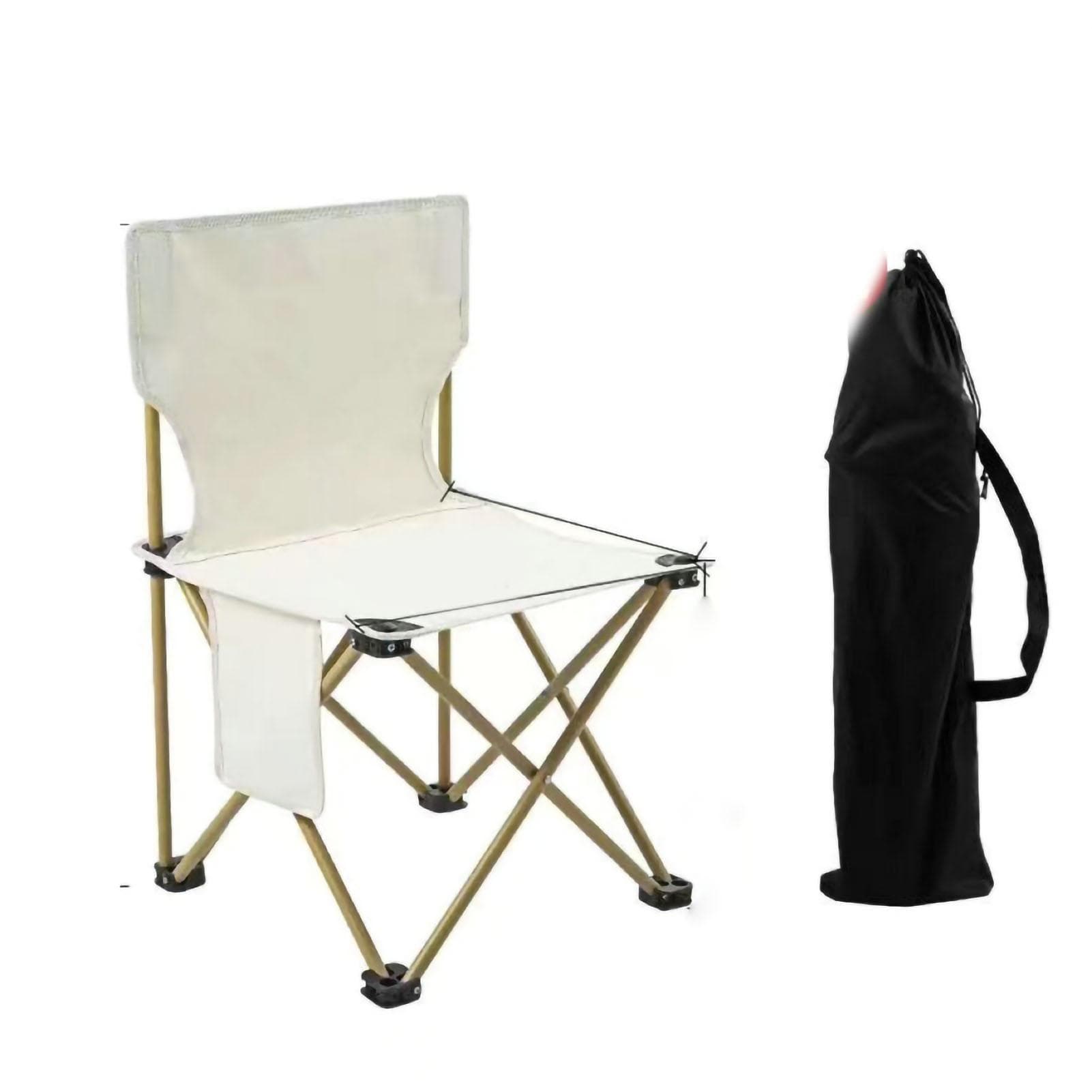 Camping Folding Chair Iron Tube Oxford Cloth Portable Outdoor Stool for Leisure Beach Picnic Beige Beige 72x42x38cm/28.35x16.54x14.96in