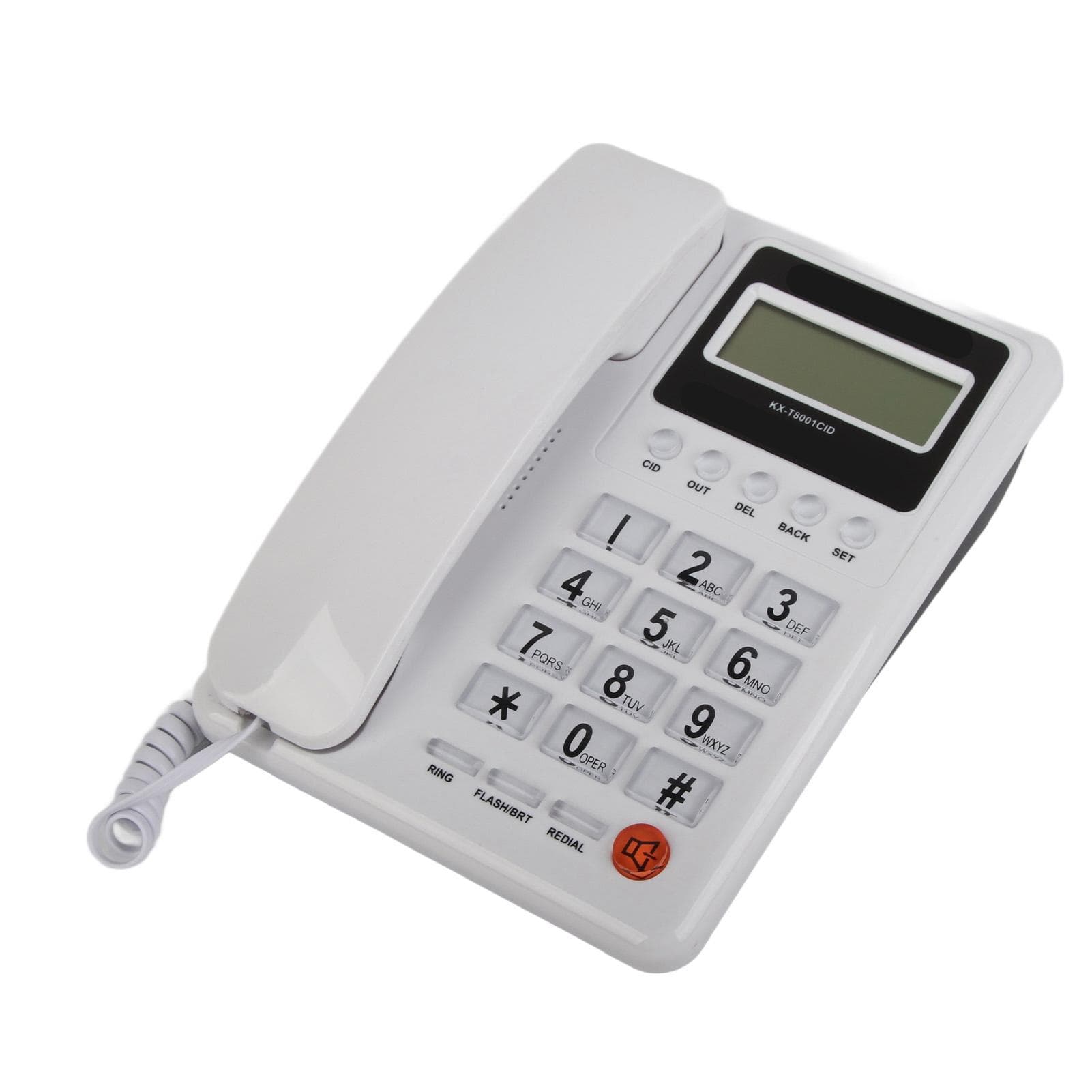 KXT8001CID Desktop Wired Phone Home Hotel Fixed Telephone with LCD Display Redial Function FSK white