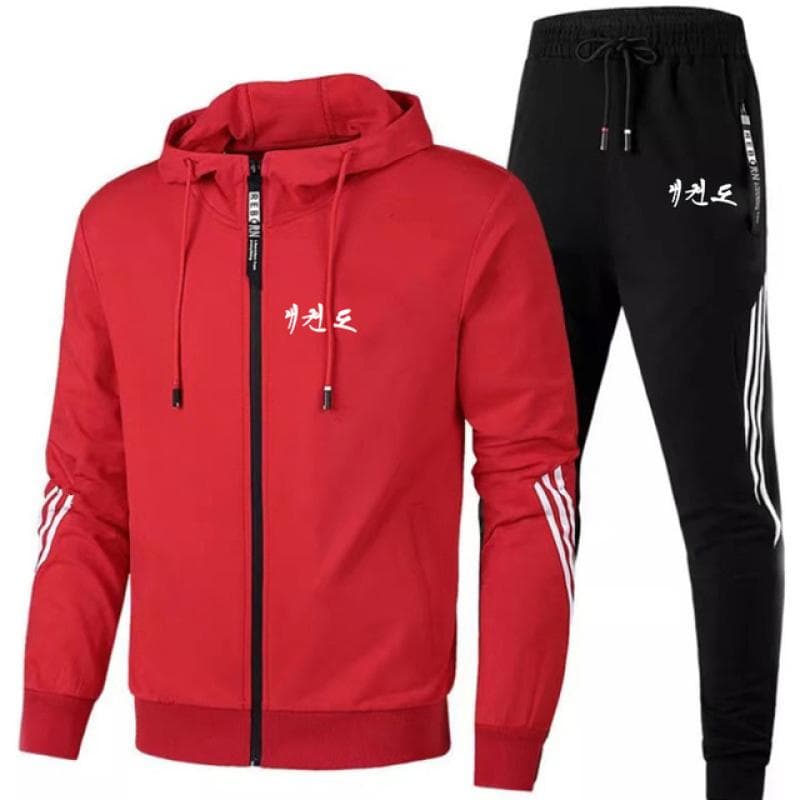 WTF World Taekwondo Federation Print Casual Sportswear Suit Mens Hoodie and Trousers Two-piece Zipper Sweatshirt Sweatpants Suit XL