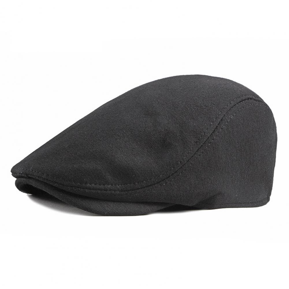 Men Retro Advanced Hat Solid Color Casual Portable Sun Anti UV Literary Newsboy Hat Forward Cap Women English Style B One Size black