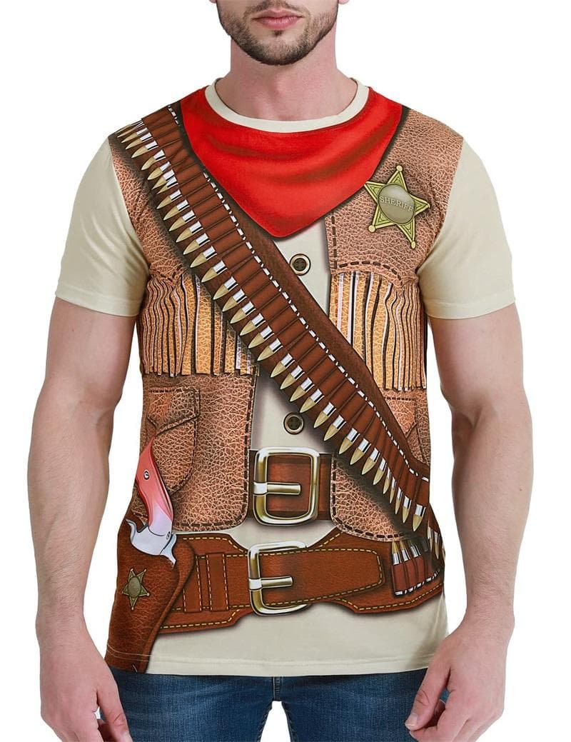 Men's Western Cowboy T-Shirts 3d Print Short Sleeve Graphic Funny Tshirt Casual Oversized Tee Tops Streetwear Mens Clothes XXL