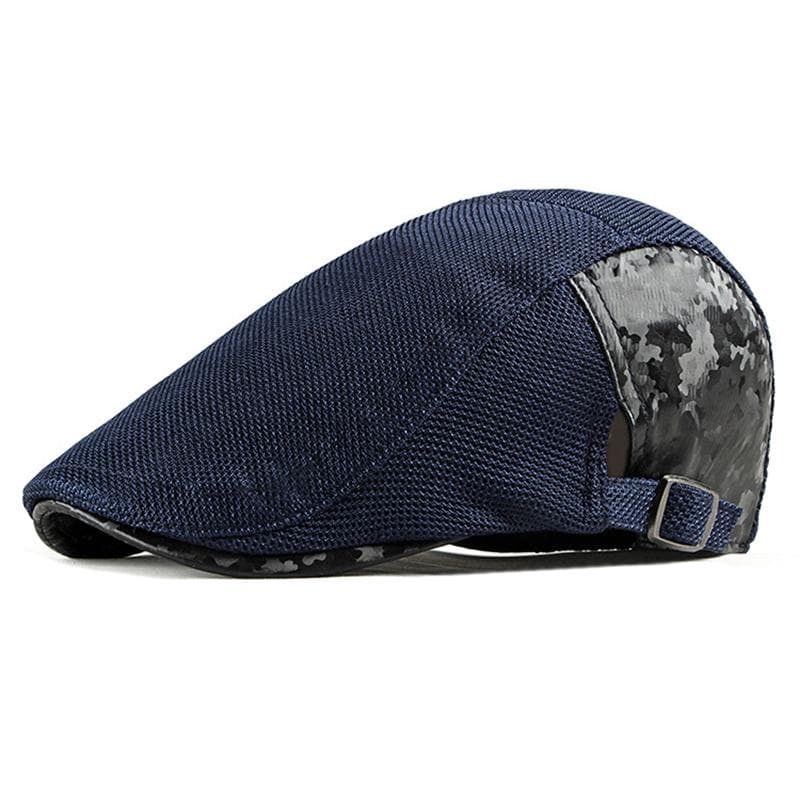 Casual Spring Summer Mesh Berets Hat Women Camouflage Newsboy Caps Men Visors Cabbie Herringbone Cap Duckbill Ivy Flat Cap Adjustable 56-60cm navy blue