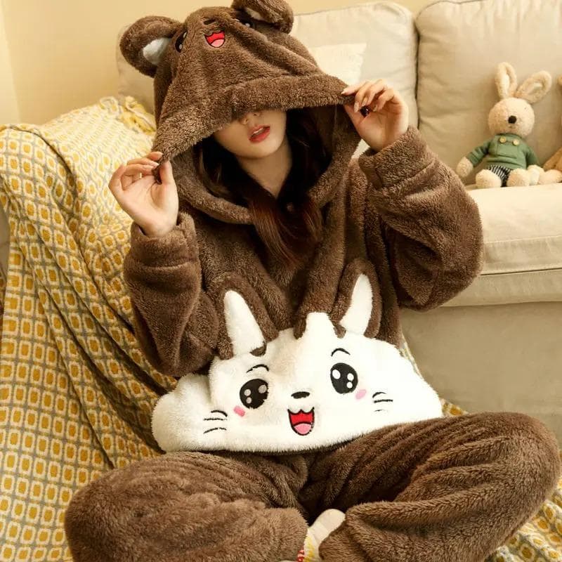 Winter Thick Warm Flannel Pajamas Sets for Women Sleepwear Home Clothing Pajama Home Wear Pyjamas Set XL