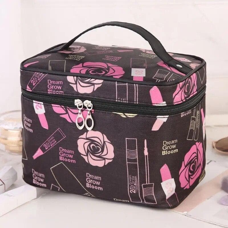 Portable Travel Wash Bag Female Transparent Waterproof Makeup Storage Pouch Large Capacity Cosmetic Organizer Beauty Black Rose