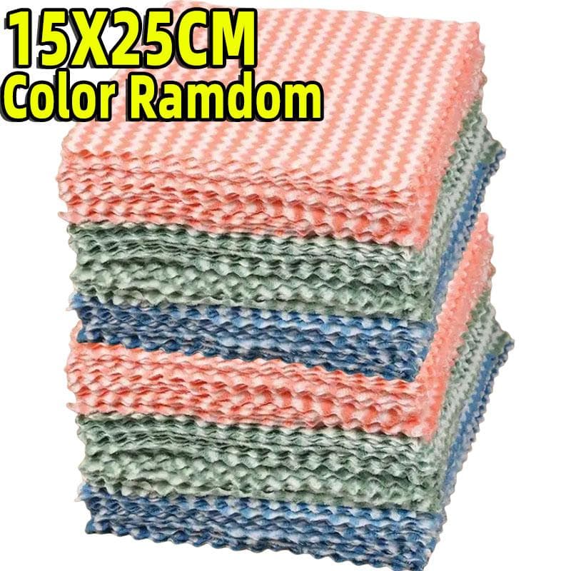 1/10PCS Coral Fleece Thickened Dish Cloth Does Not Stick To Oil Kitchen Household Absorb Water Without Shedding Scouring Pad Rag 1pc