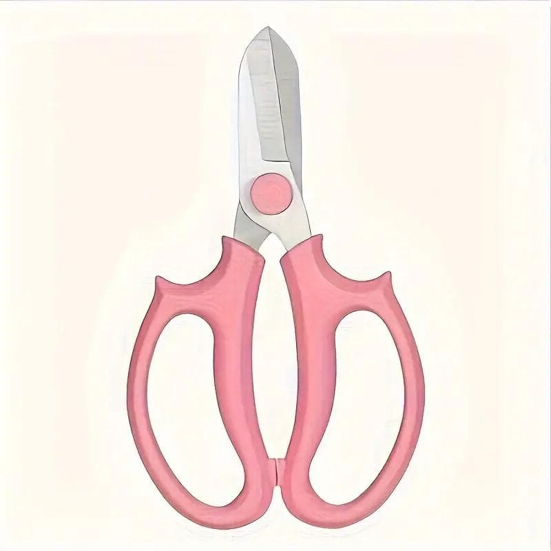Classic Style Stainless Steel Garden Scissors, Wide Blade, Manual, No Power Needed, for Floral Arrangements and Pruning - Home Gardening Tool pink