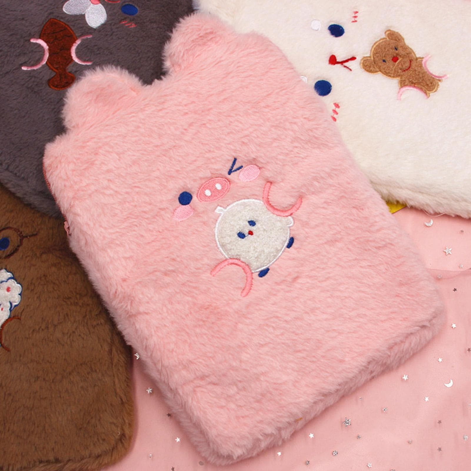 Plush Tablet Bag for Girls Cute Pattern Multiple Protection Lightweight Tablet Sleeve Case Tablet pink